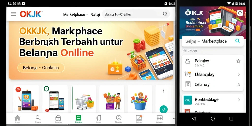 Tampilan antarmuka aplikasi OKJK dengan pilihan produk yang beragam.