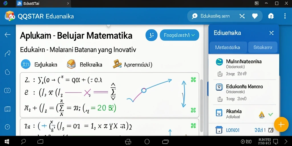 Screenshot utama QQSTAR menunjukkan antarmuka interaktif untuk belajar matematika.