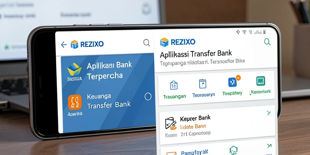 Antarmuka pengguna aplikasi REZIXO untuk transfer bank yang sederhana dan efisien.