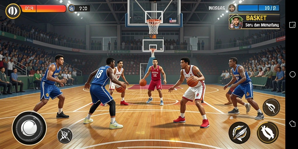 Tampilan antarmuka game Basket V21 dengan grafis menawan.