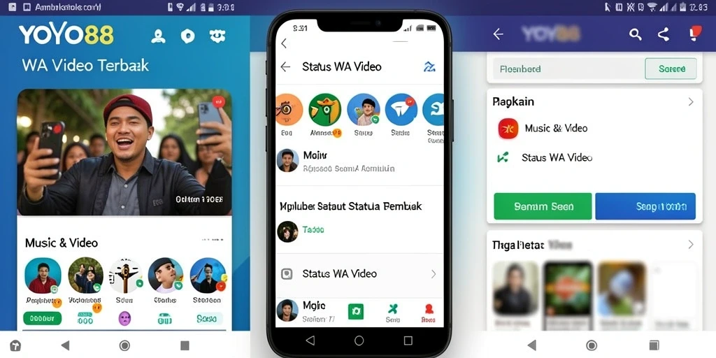 Antarmuka YOYO88 yang menarik untuk membuat Status WA Video.