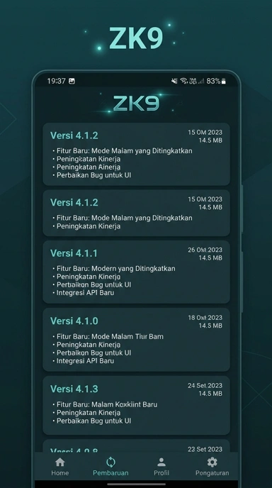 Riwayat Versi zk9 untuk Pengguna Android